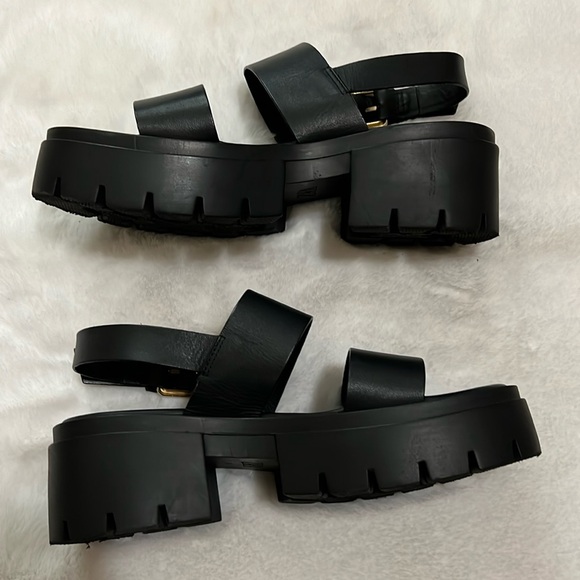 Zara Leather Platform Slingback Sandals Size 6.5 - Picture 3 of 10